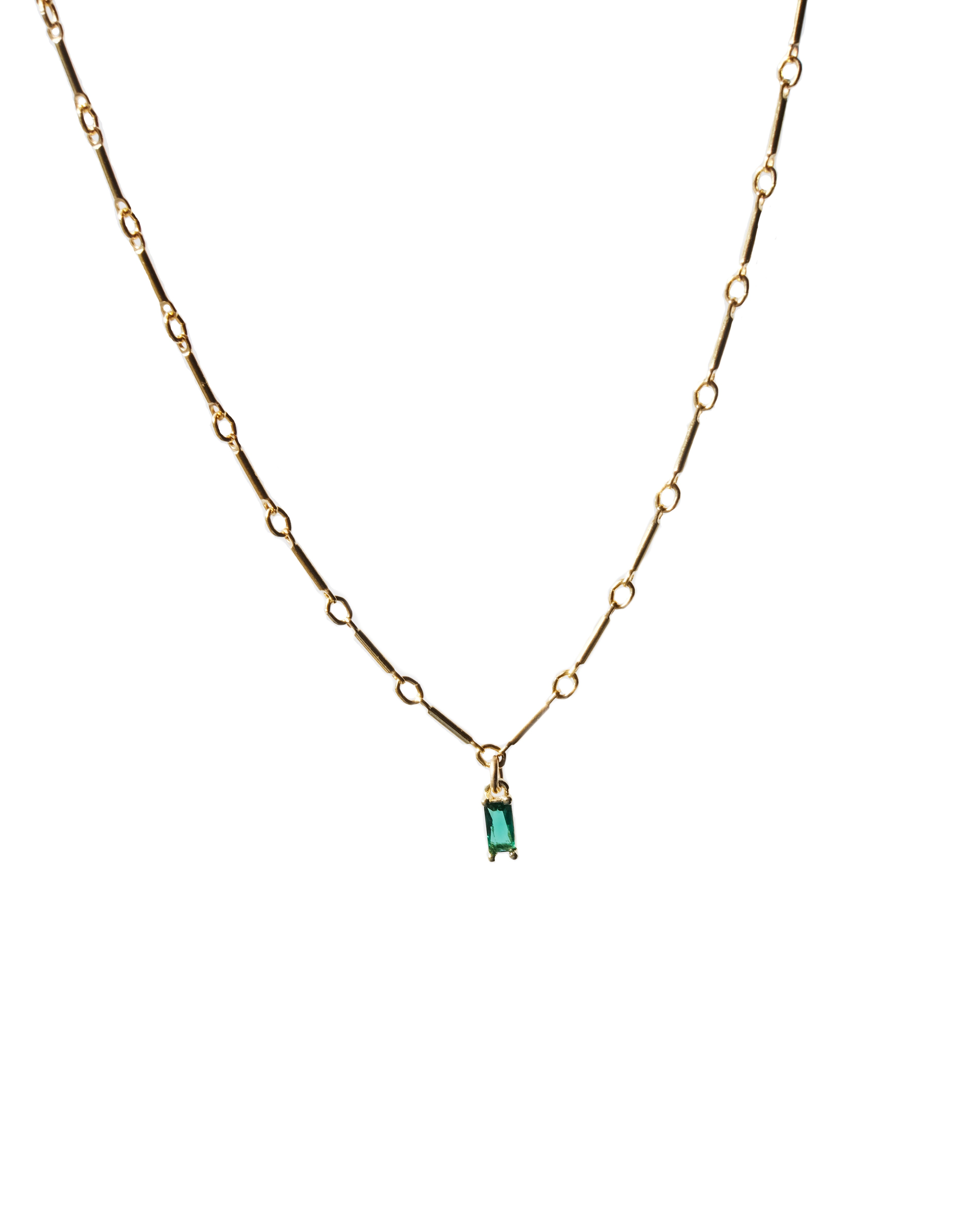 Gold filled chain with green Zircon