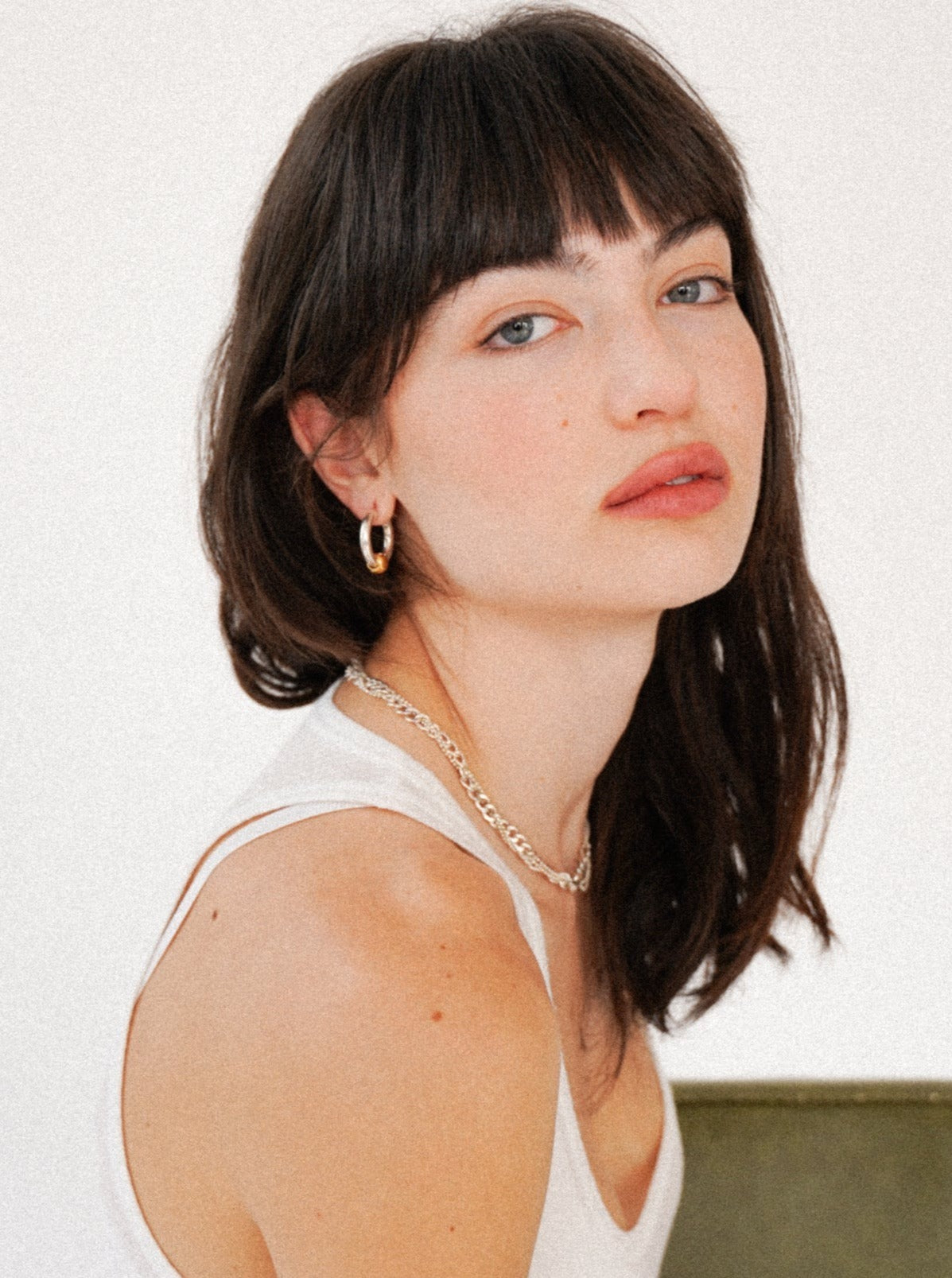 Silver hoops, gold plated pellet earrings