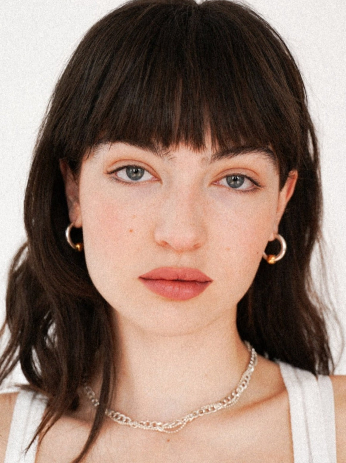 Silver hoops, gold plated pellet earrings