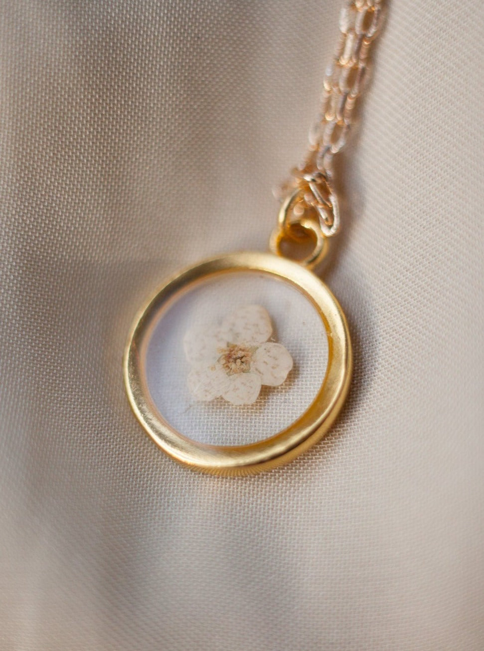 White Spirea Flower Necklace