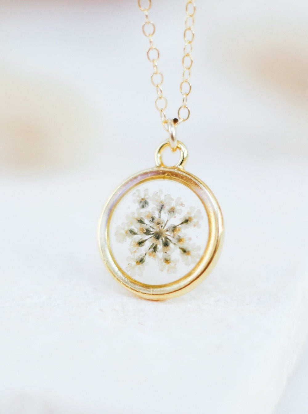 gold necklace  resin necklace  pressed flowers  personalized  Necklace  minimalist necklace  gift for mom  eco resin  botanical jewelry studio in Tel aviv jewelry Yaffo studio shop in Yaffo